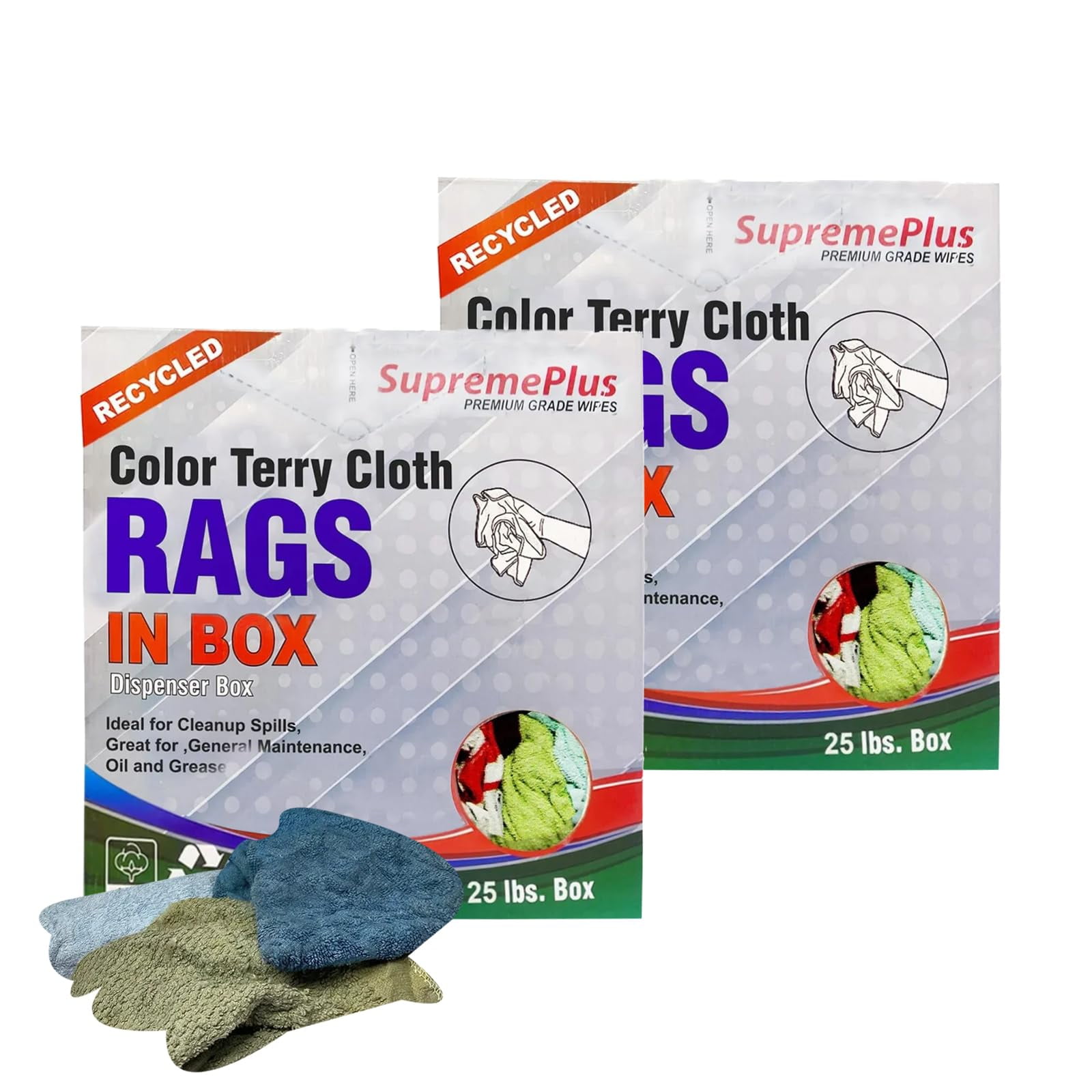 SupremePlus Color Terry Cloth Cleaning Rags 25 lbs Compressed Box of ...