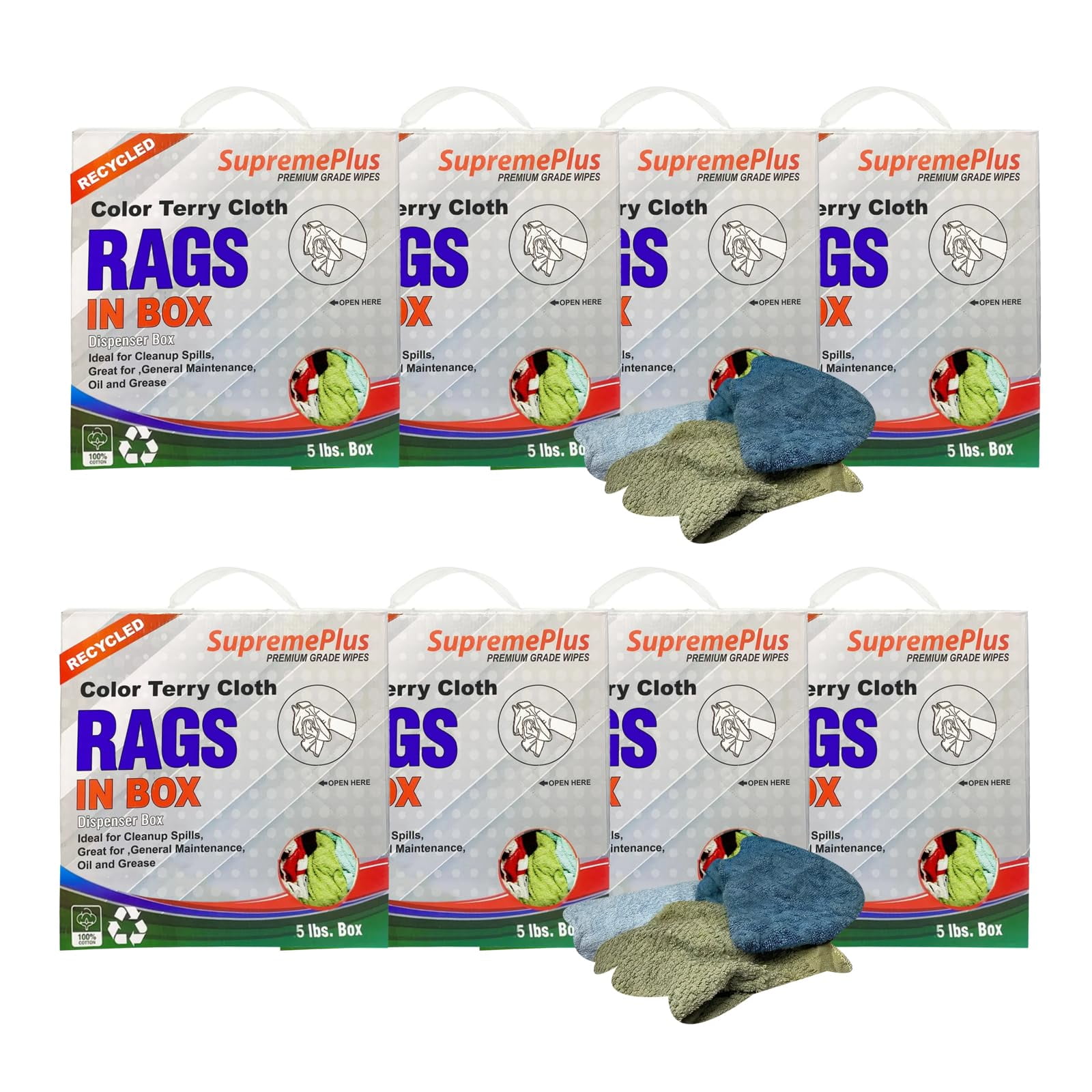 SupremePlus Color Terry Cloth Cleaning Rags 5 lbs Compressed Box of ...