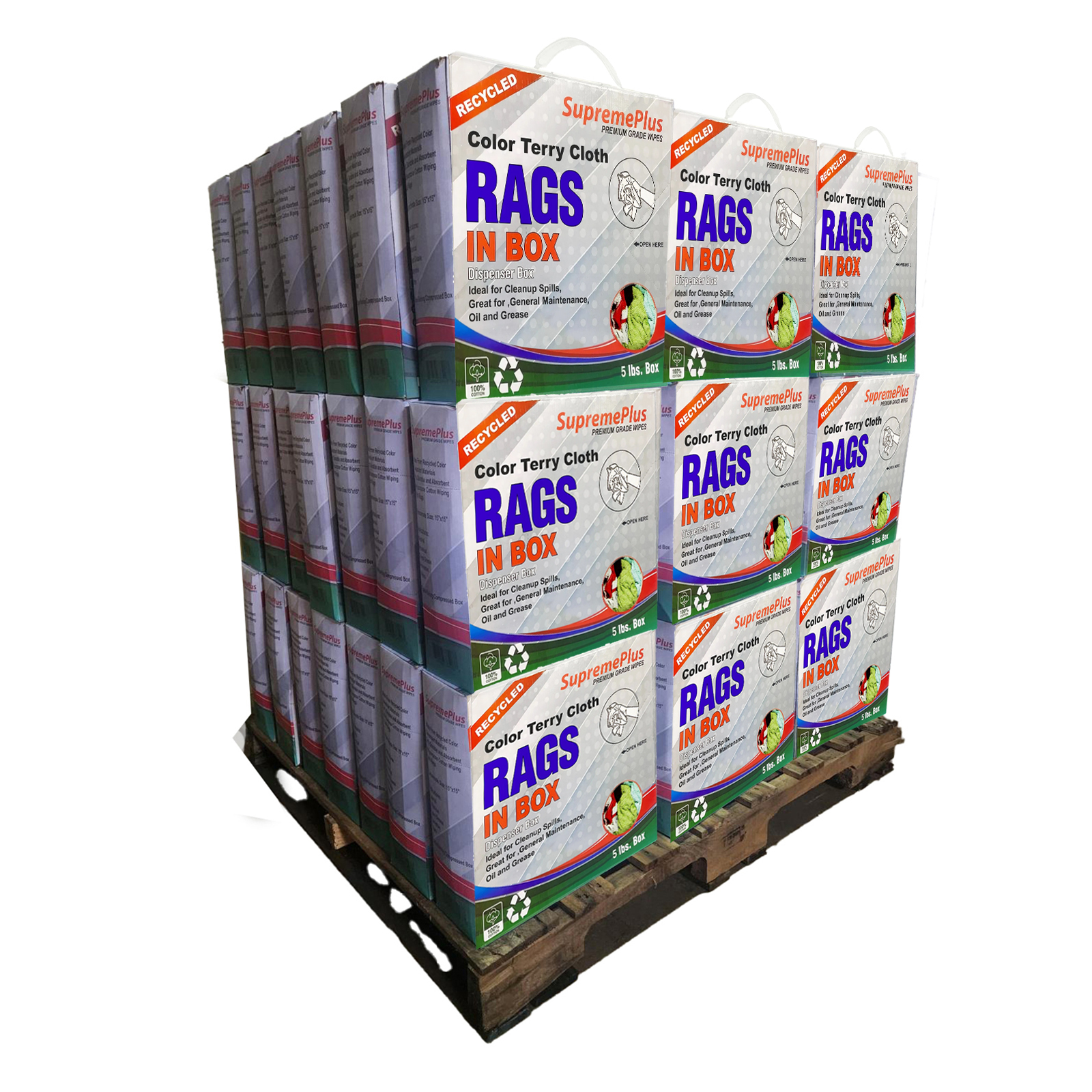 SupremePlus Color Terry Cloth Cleaning Rags 600 lbs Pallet-120x5 lbs ...