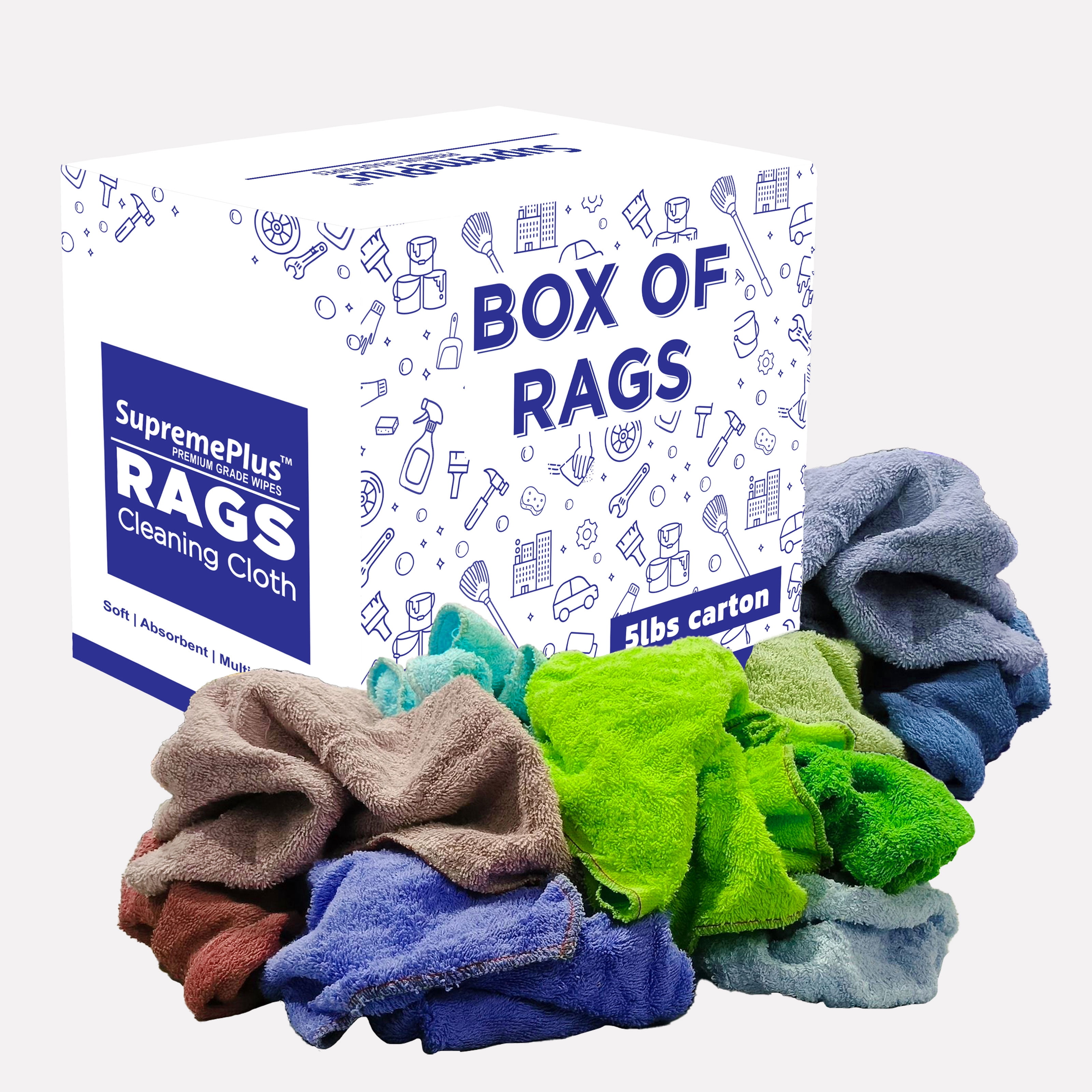 Color Cloth Rags SupremePlus New Assorted Colors Terry Cloth Cleaning Rags 5 lbs Box of ...