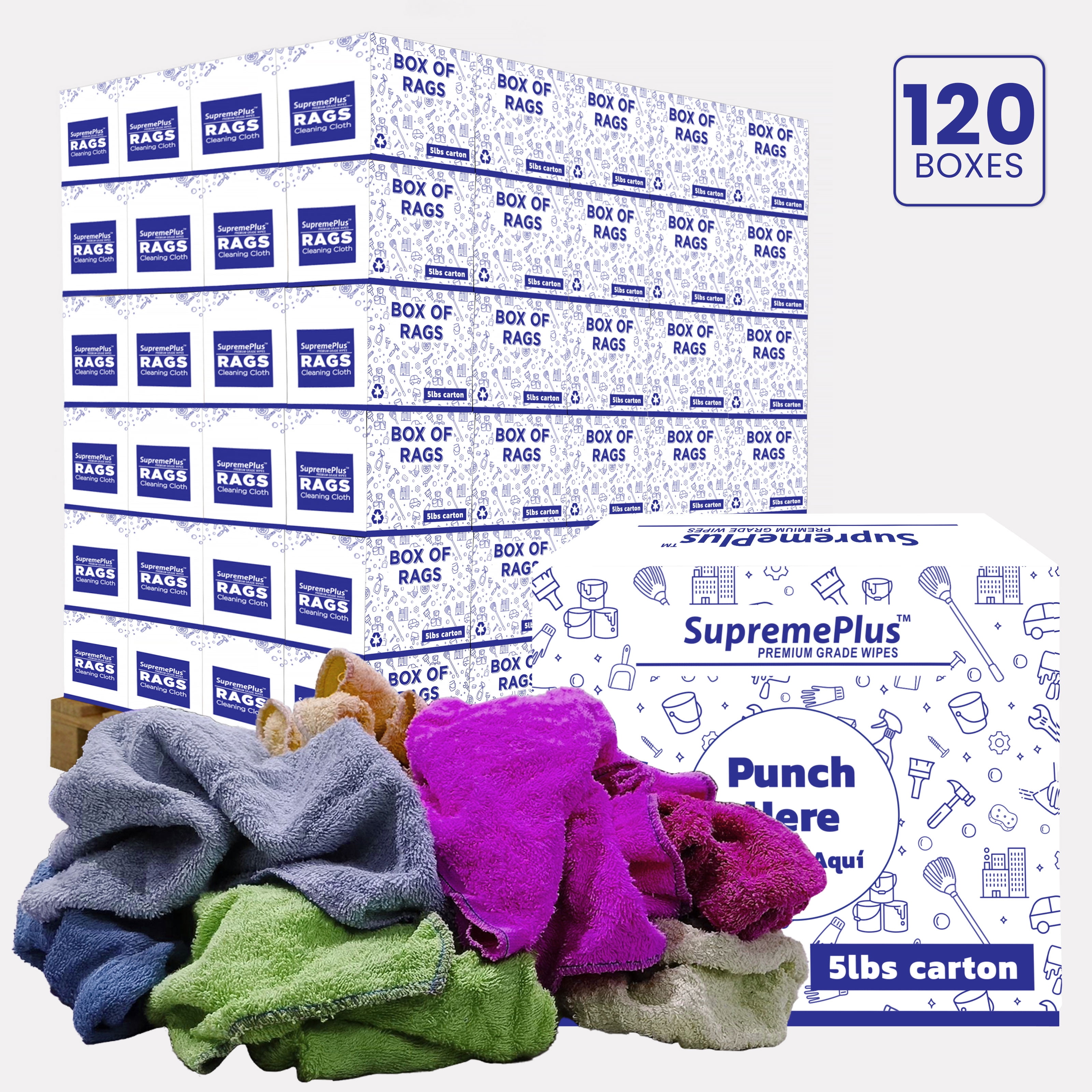SupremePlus New Assorted Colors Terry Cloth Cleaning Rags 600 lbs ...
