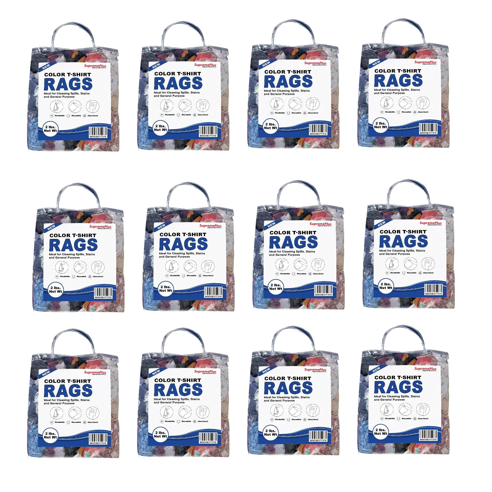 Wopes Rag SupremePlus New Color Knit Cleaning Rags 2 lbs Bag of Rags Cotton ...