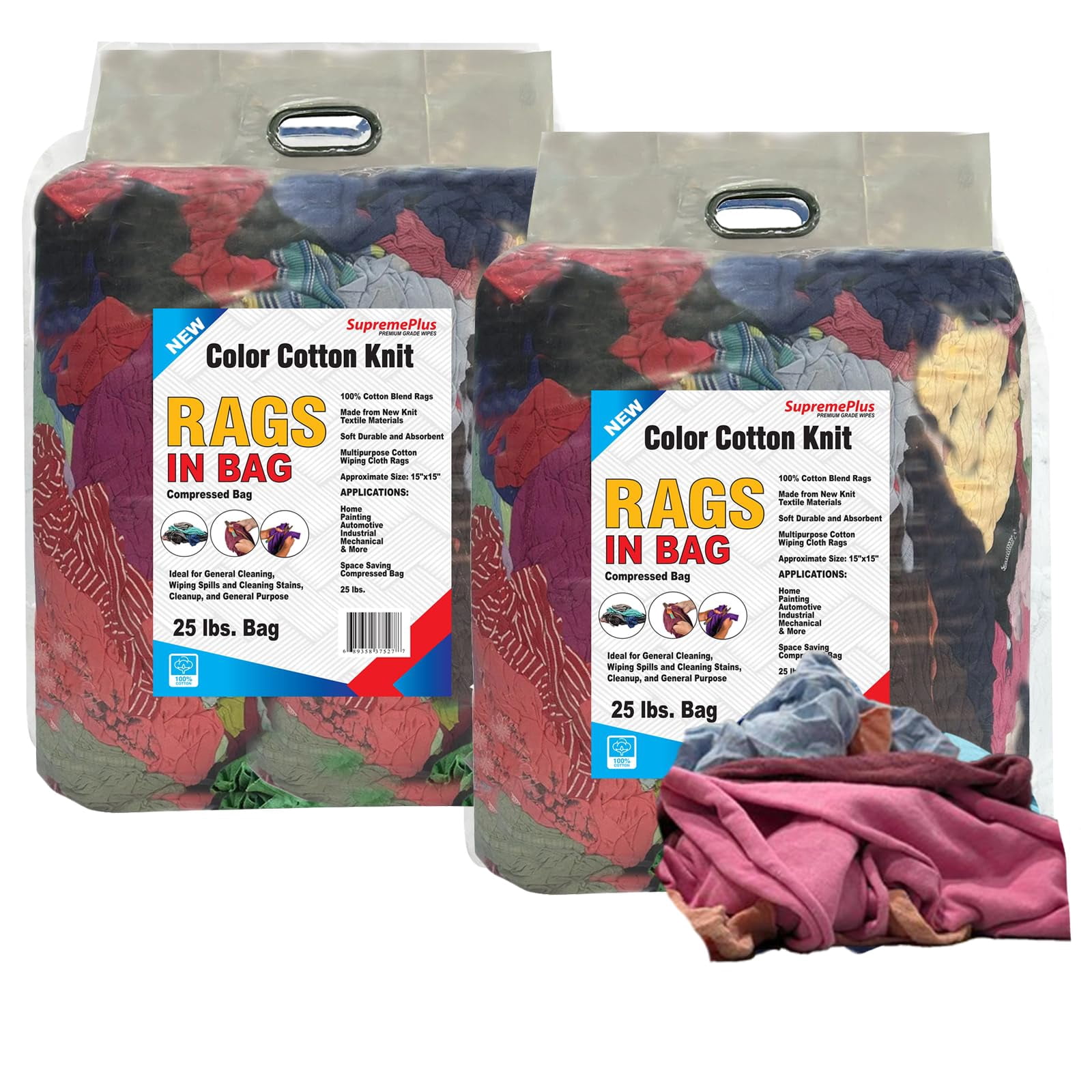 SupremePlus New Color Knit Cleaning Rags 25 lbs Bag of Rags Cotton ...