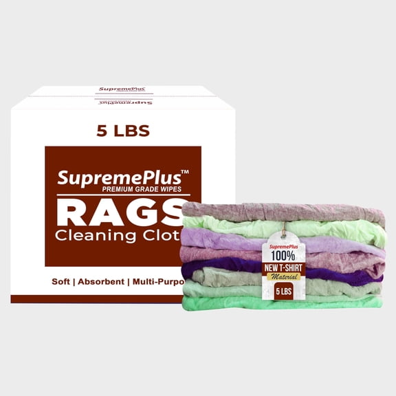 SupremePlus New Color Knit Cleaning Rags 5 lbs Box of Rags Commercial Reusable Cotton Household Cleaning Cloths & Wipes, Multicolor, 35 Count