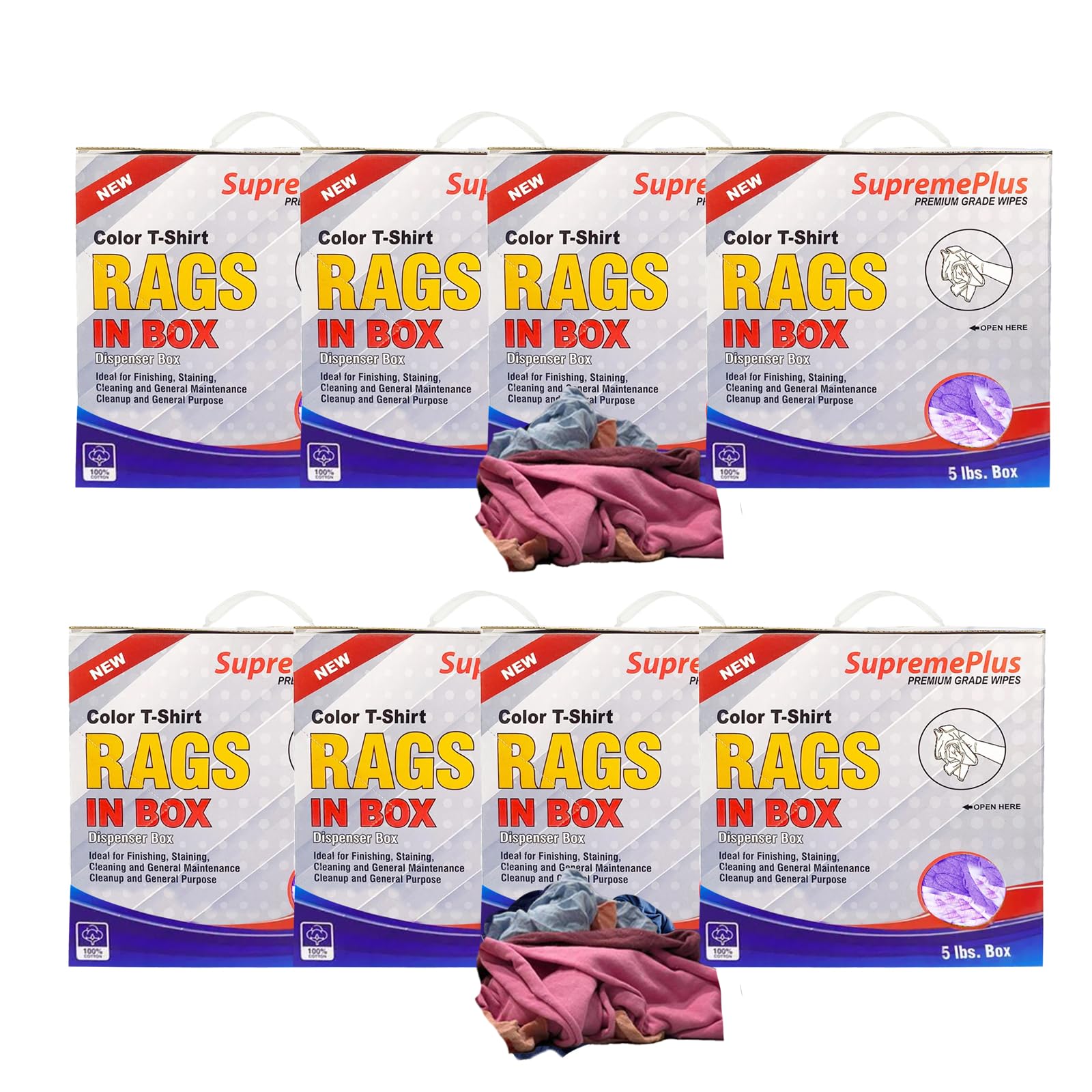 SupremePlus New Color Knit Cleaning Rags 5 lbs Compressed Box of Rags ...