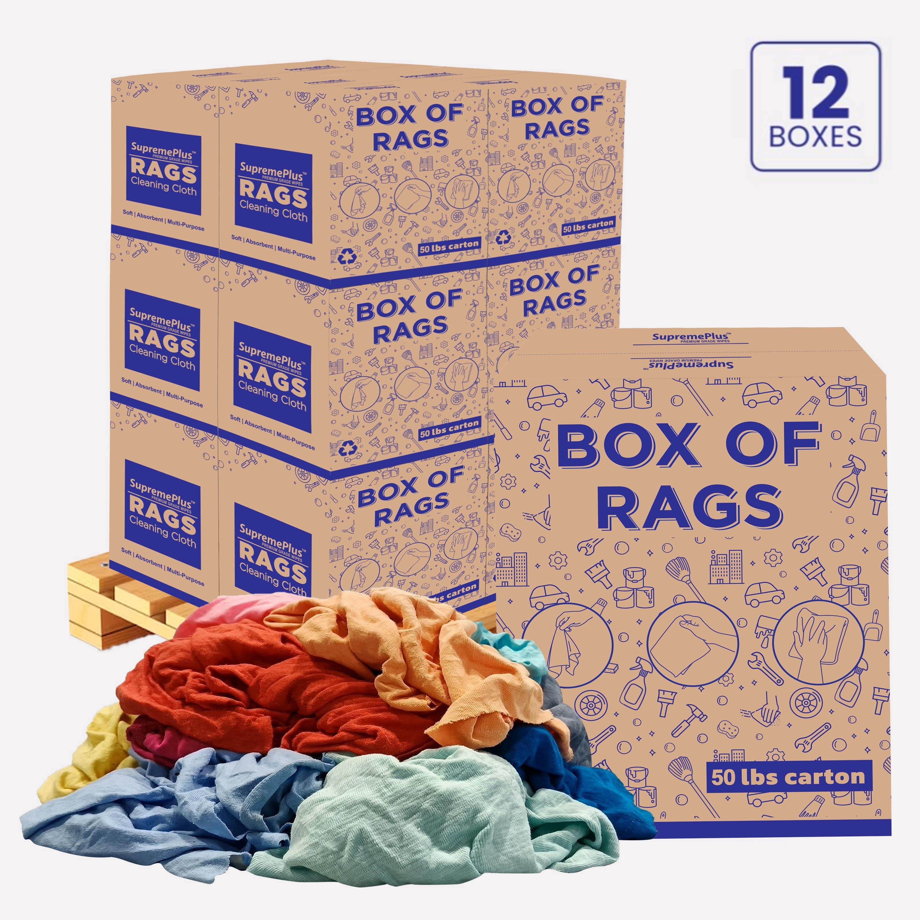 SupremePlus New Color Knit Cleaning Rags 600 lbs Pallet-12x50 lbs Box ...