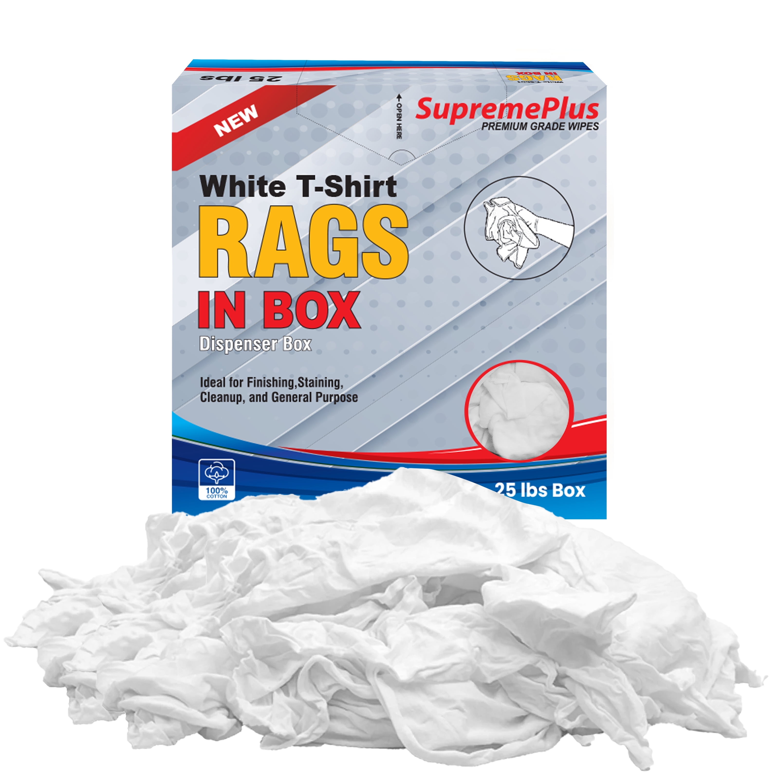 SupremePlus New Knit T-Shirt Cleaning Wiping Rags 25 lbs Compressed Box ...