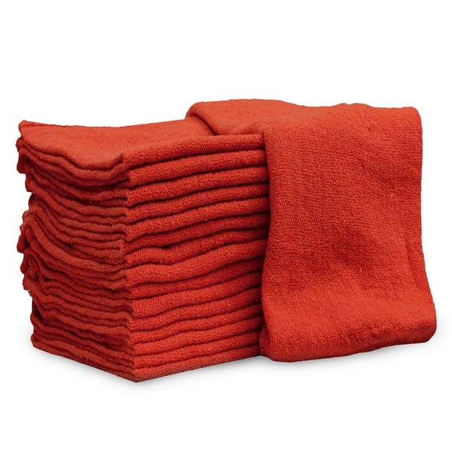 SupremePlus New Red Shop Towels for Auto Mechanics & Garage, & Oil Wiping Clothes (Pack of 25