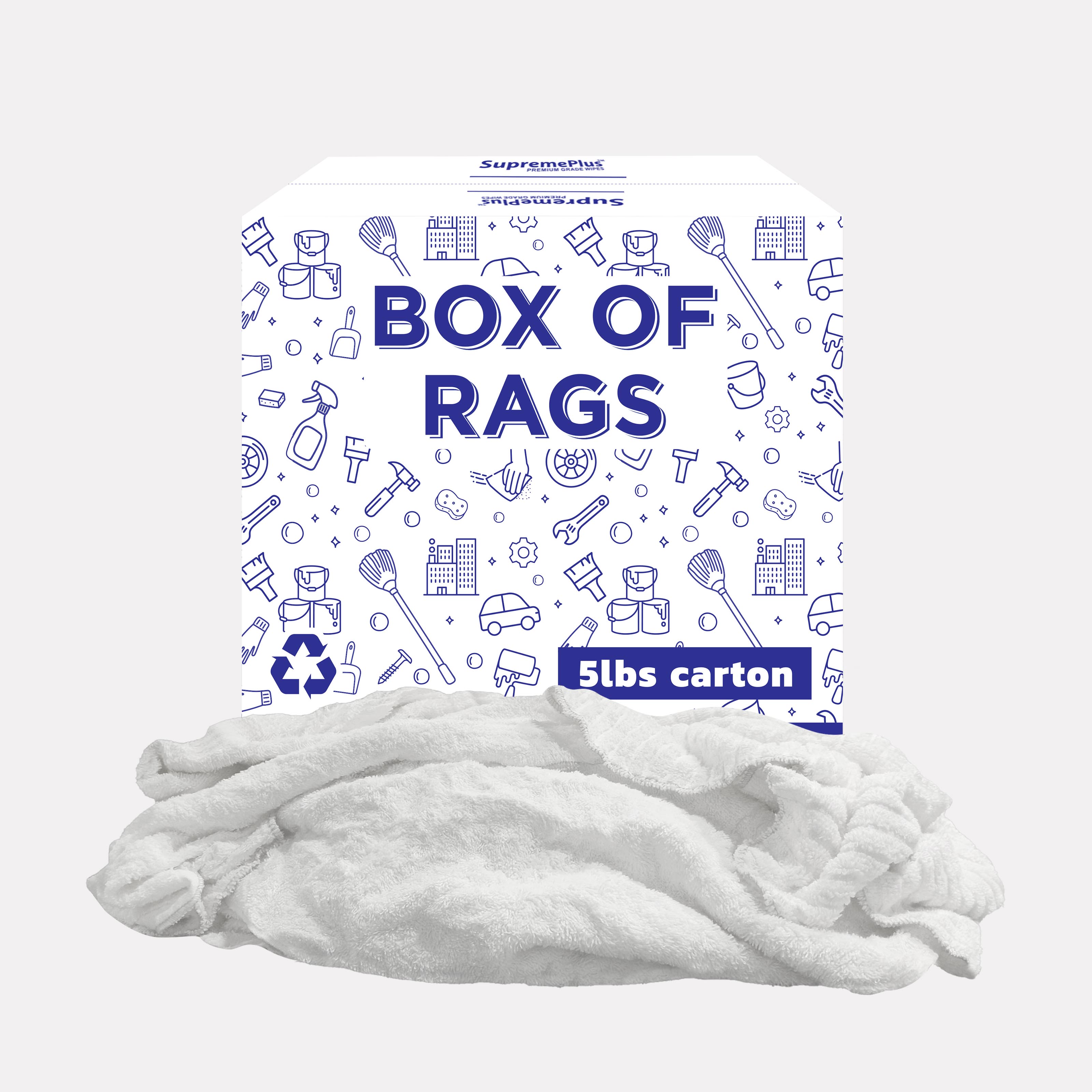 Wopes Rag SupremePlus New Terry Cloth Cleaning Rags 5 lbs Box of Rags Commercial ...