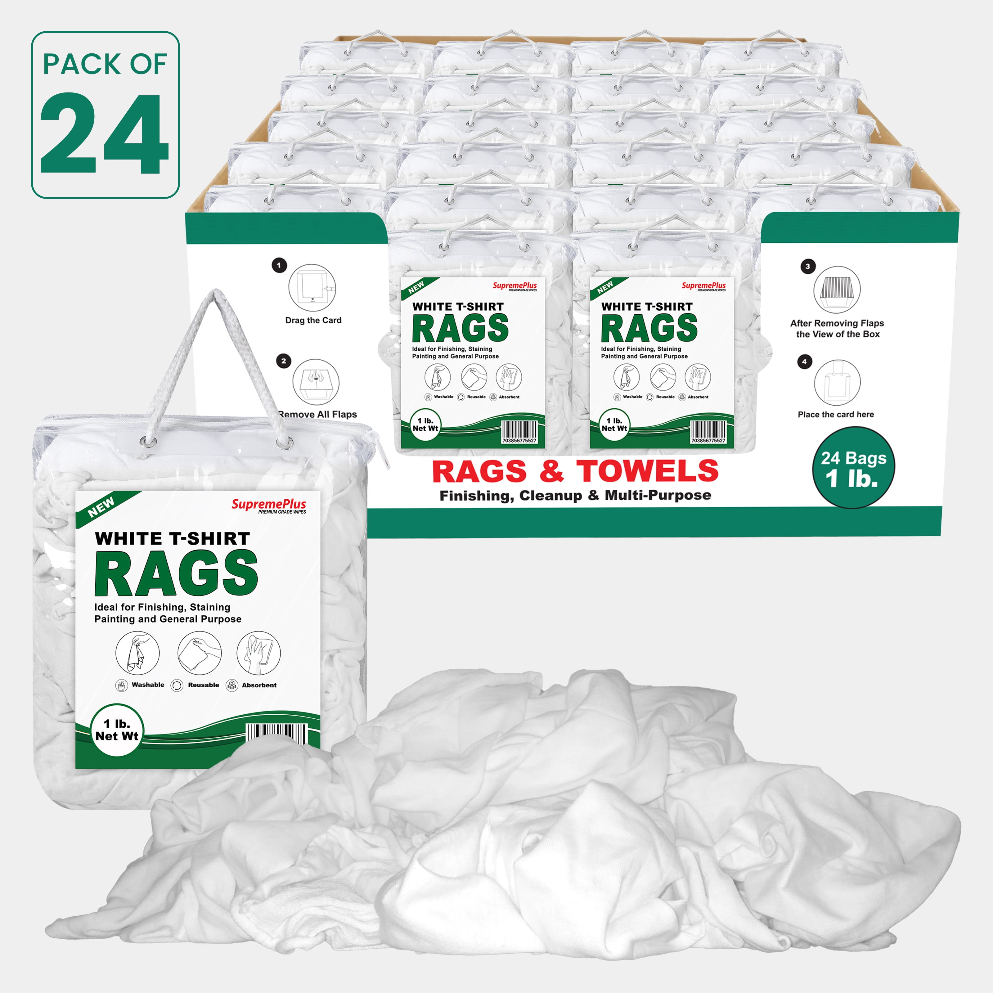 SupremePlus New Knit Cleaning Wiping Rags 1 lb Bag Commercial Household ...