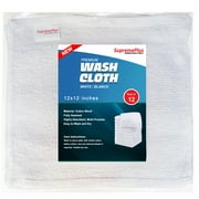 SupremePlus New White Wash Cloths Pack of 12 - Multipurpose Wiping Cloth 12x12 inches