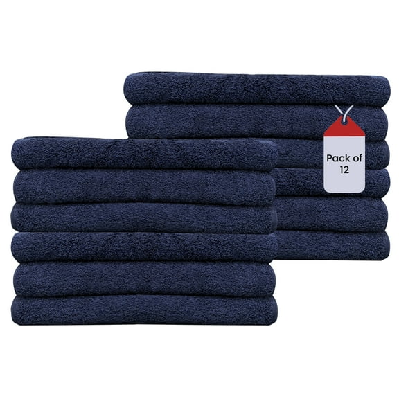 SupremePlus Premium 500 GSM 24” x 50” 100% Ring Spun Cotton Bath Towels, Navy Blue 12 Count