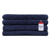 SupremePlus Premium 500 GSM 24” x 50” 100% Ring Spun Cotton Bath Towels, Navy Blue 4 Count