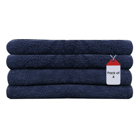 SupremePlus Premium 500 GSM 24” x 50” 100% Ring Spun Cotton Bath Towels, Navy Blue 4 Count