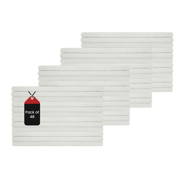 SupremePlus Premium 610 GSM 12 x 12 in Ring Spun Cotton Blend Washcloths, White 48 Count