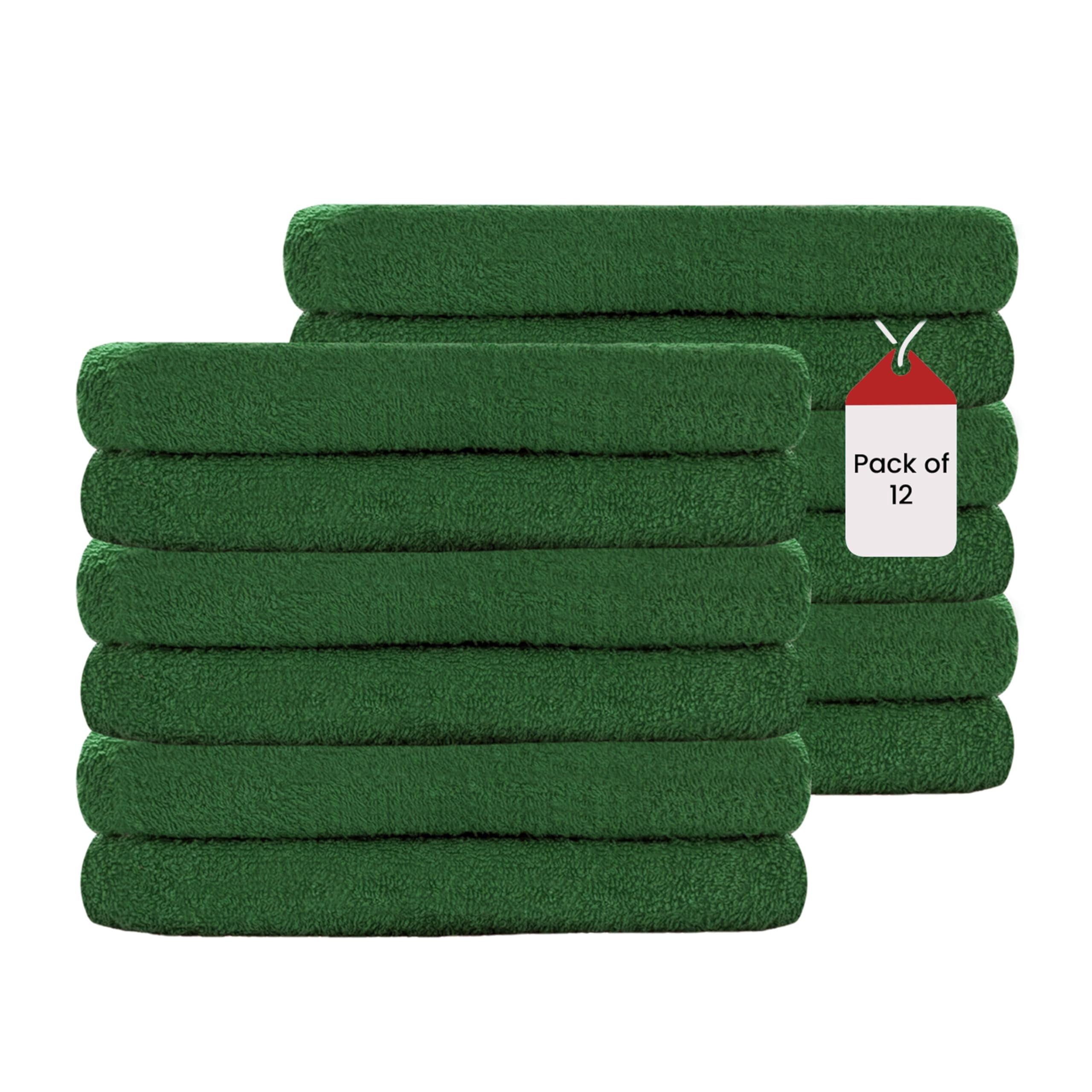 SupremePlus Premium Absorbent 16" x 27" 100% Ring Spun Cotton Hand Towels, Green 12 Count