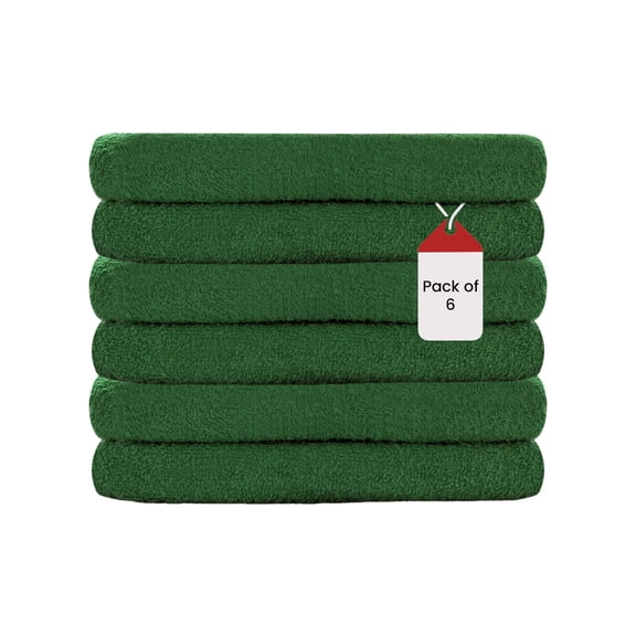 SupremePlus Premium Absorbent 16" x 27" 100% Ring Spun Cotton Hand Towels, Green 6 Count