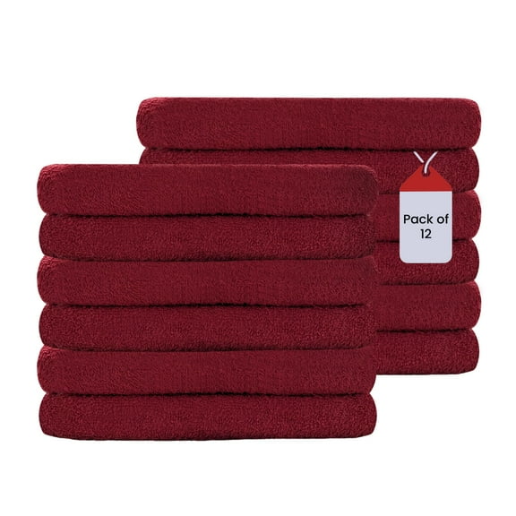 SupremePlus Premium Absorbent 16 x 27 in 100% Ring Spun Cotton Hand Towels, Red 12 Count