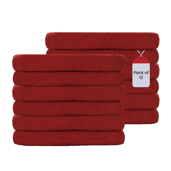 SupremePlus Premium Absorbent 16" x 27" 100% Ring Spun Cotton Hand Towels, Red 12 Count