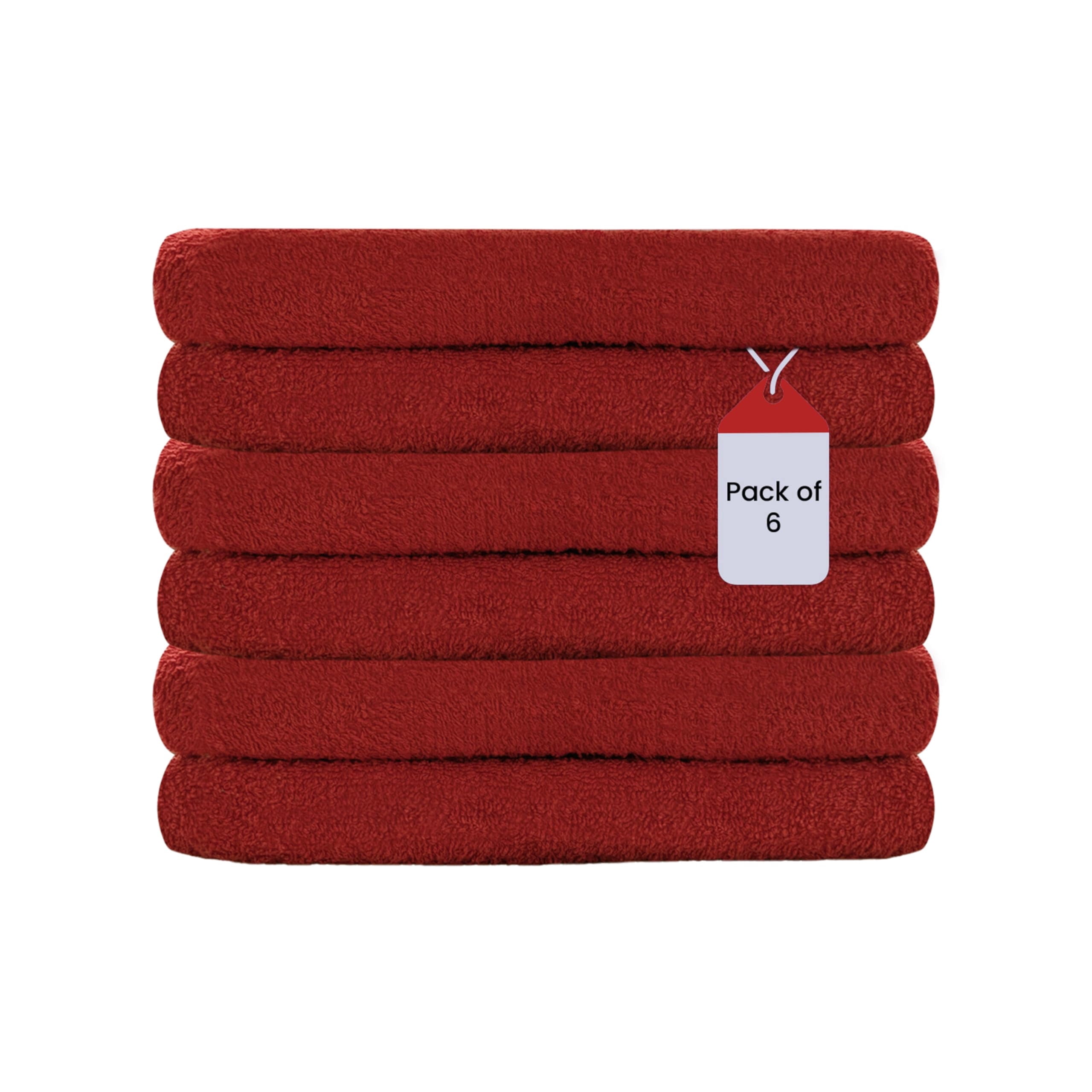 SupremePlus Premium Absorbent 16" x 27" 100% Ring Spun Cotton Hand Towels, Red 6 Count
