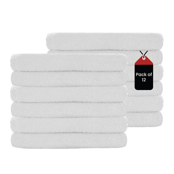 SupremePlus Premium Absorbent 16 x 27 in 100% Ring Spun Cotton Hand Towels, White 12 Count