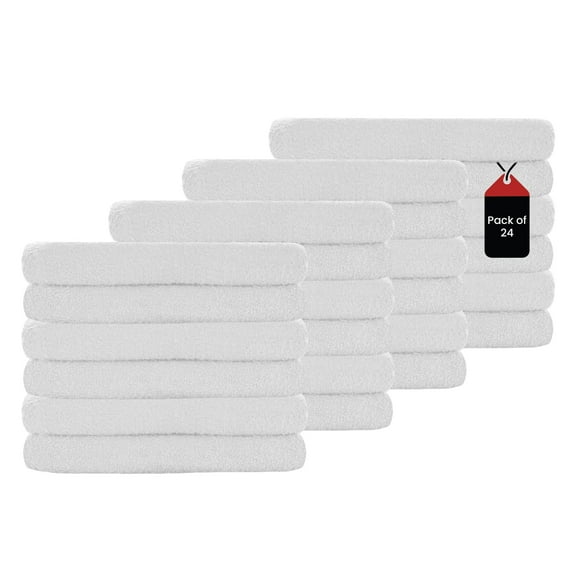 SupremePlus Premium Absorbent 16 x 27 in 100% Ring Spun Cotton Hand Towels, White 24 Count