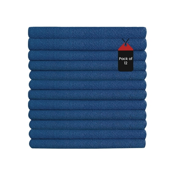 SupremePlus Premium Huck Towels 15" x 27" Window Commercial Lint-Free Multipurpose 100% Cotton Household Cleaning Cloths & Wipes, Blue, 12 Count