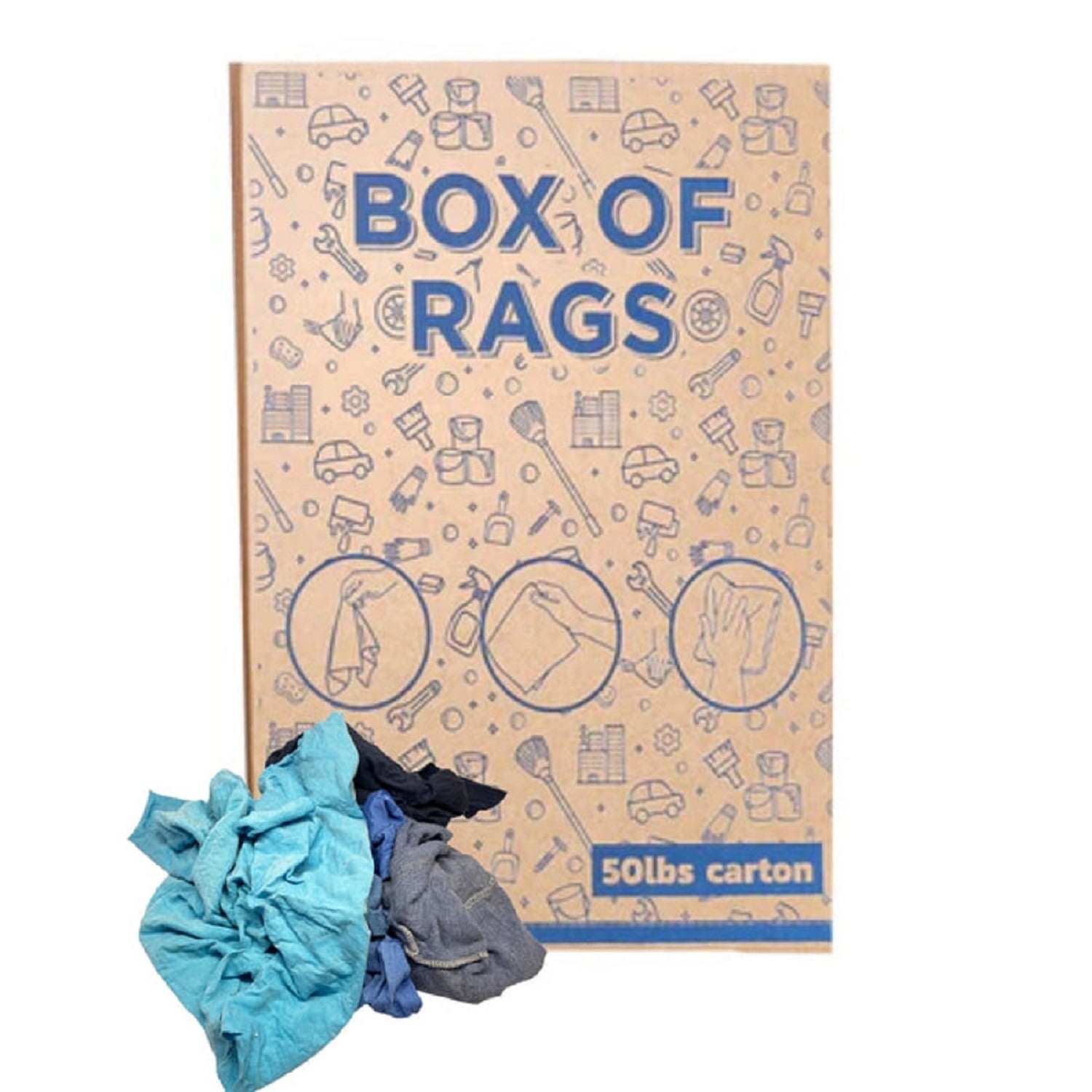 AFFORDABLE WIPERS SupremePlus Recycled Color Knit T-Shirt Rags, Multipurpose Cleaning Cloth Wipe - 50 lbs. Box