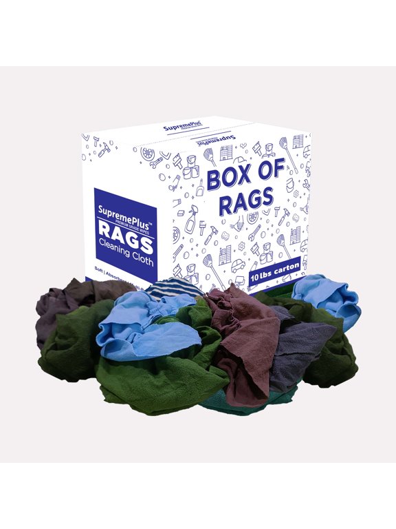 Recycled Color Fleece Cleaning Rags, 10 lb Box of Rags, Cotton Sweatshirt Shop Rags Bulk for Auto, Shop Wiping, Absorbent & Durable Cleaning Cloths for Home & Commercial Use