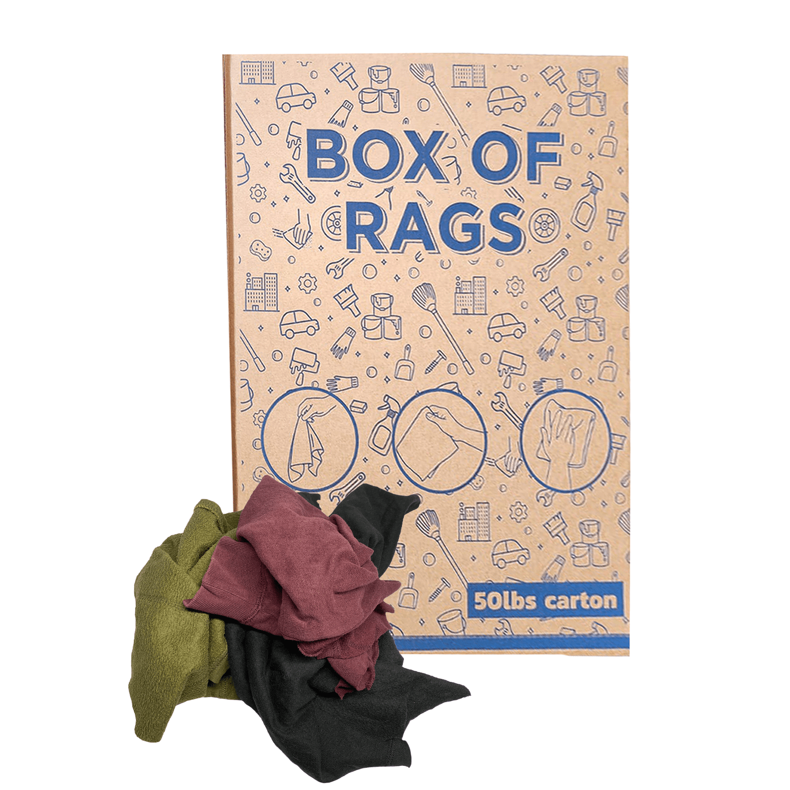 SupremePlus Recycled Color Fleece Rags for Wiping, Multipurpose Cleaning Cloth - 50 lbs. Box