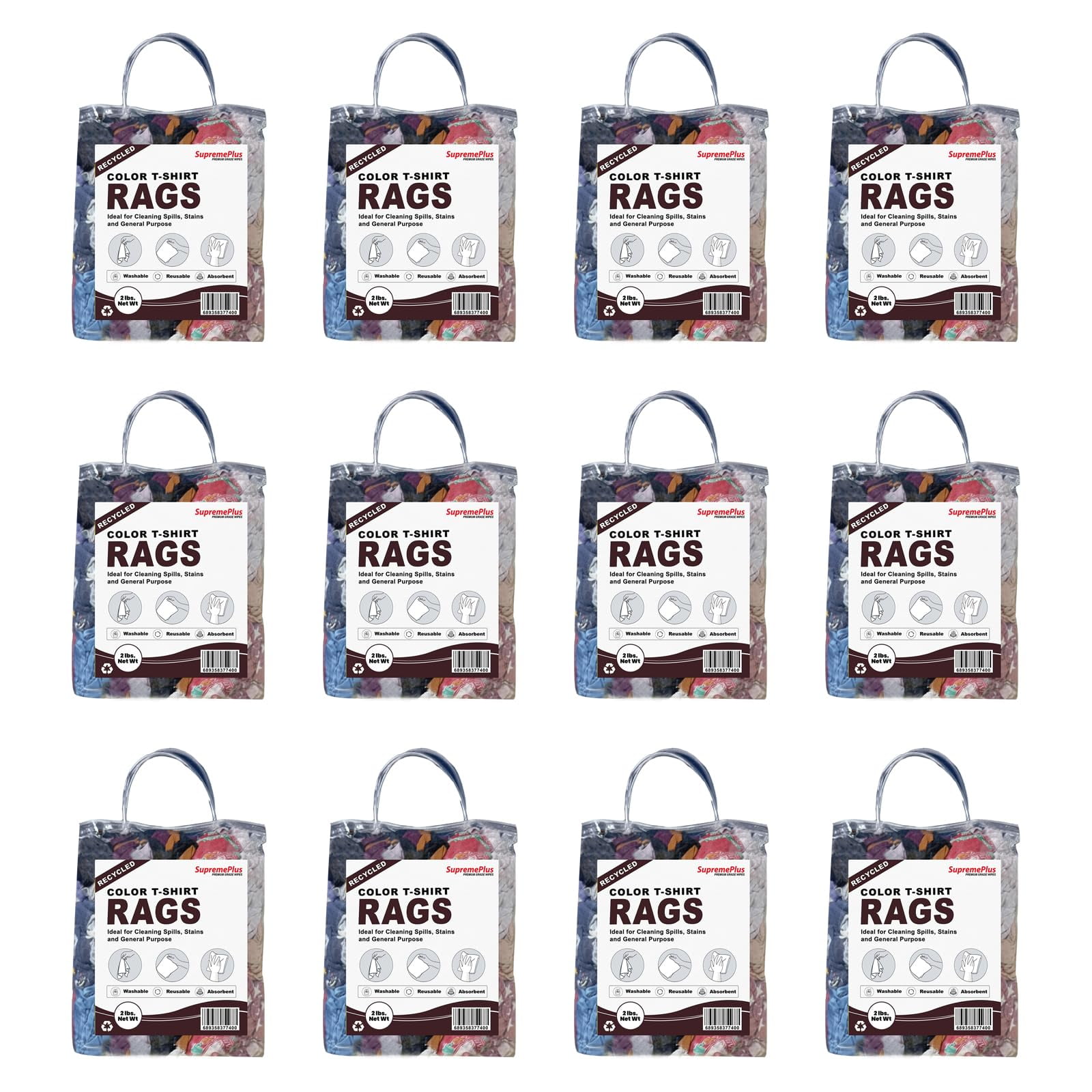 SupremePlus Color Knit T-Shirt Cleaning Rags 2 lbs Bag of Rags ...