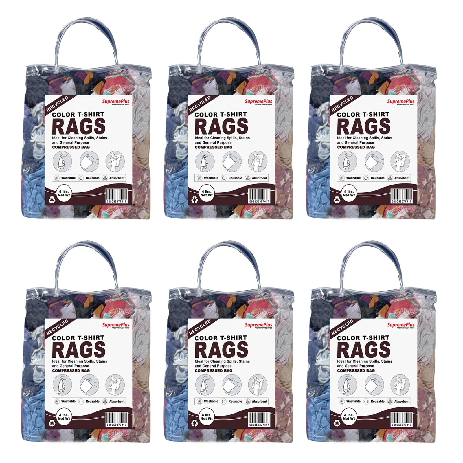 Knit Rag Pack SupremePlus Color Knit T-Shirt Cleaning Rags 4 lbs Bag of Rags ...