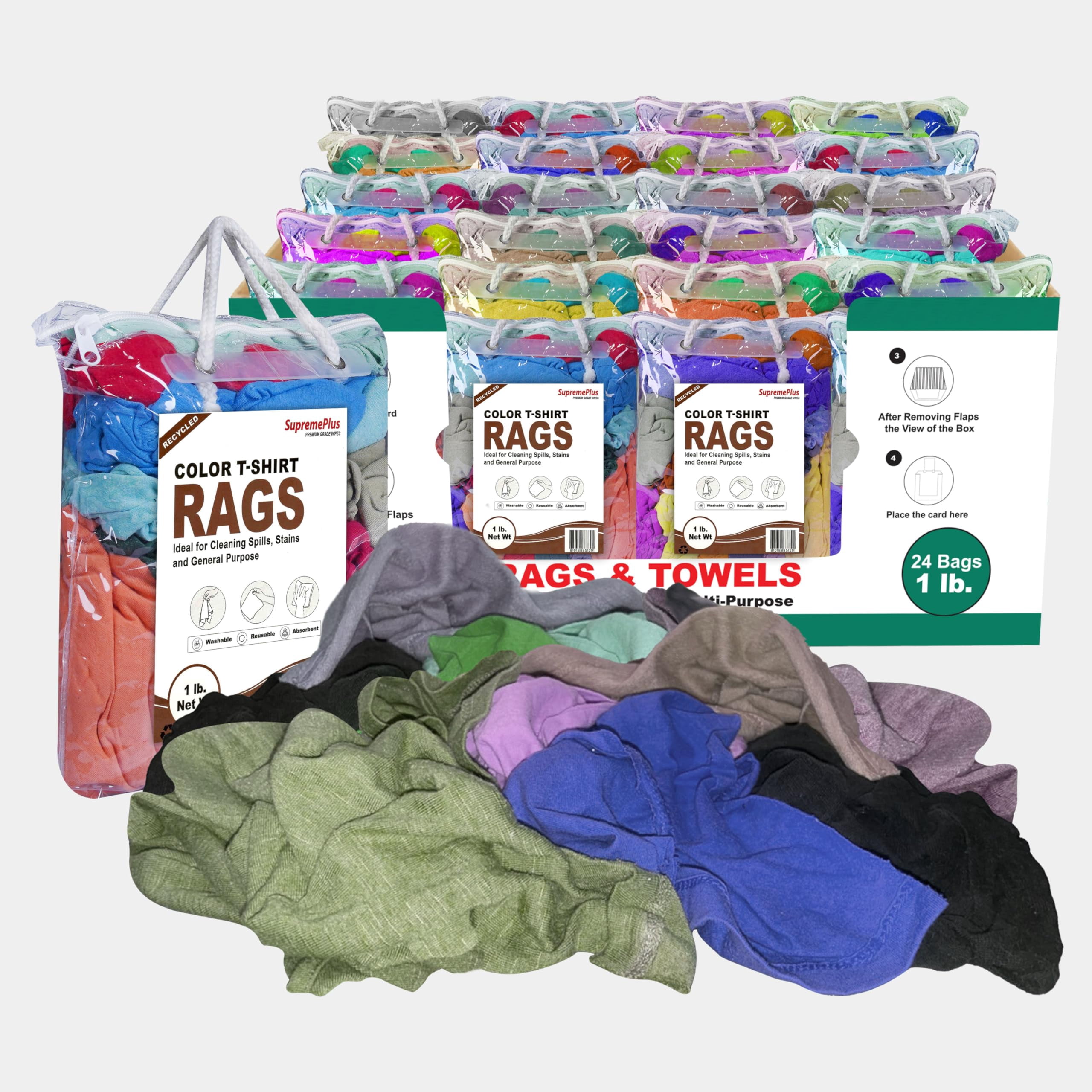 SupremePlus Color Knit T-Shirt Cleaning Rags 1 lb Bag of Rags ...