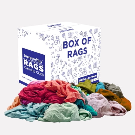 SupremePlus Color Knit T-Shirt Cleaning Rags 10 lbs Box of Rags Household Commercial Reusable Multipurpose Cotton Dust Cloths, Multicolor, 90 Count price history and forecast - SupremePlus RR1010BX