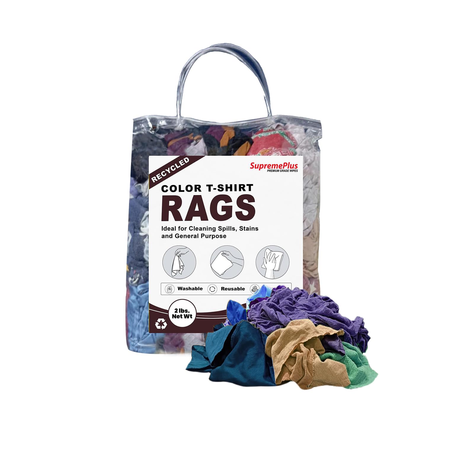 Multi Clean Rags SupremePlus Color Knit T-Shirt Cleaning Rags 2 lbs Bag of Rags ...