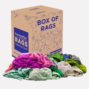 SupremePlus Recycled Multicolored T-Shirt Cloth Rags, 50 lb Box of Rags, All-Purpose Cotton Knit Cleaning Rags Bulk for Dusting, Staining, Detailing, Industrial & Commercial Use