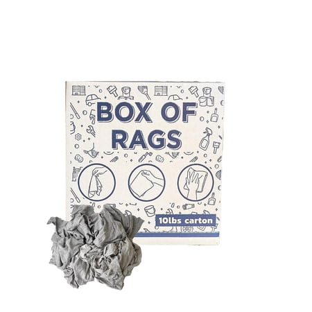 SupremePlus Color Knit T-Shirt Cleaning Rags 10 lbs Box of Rags Commercial Household Reusable Multipurpose Cotton Dust Cloths, Gray, 90 Count