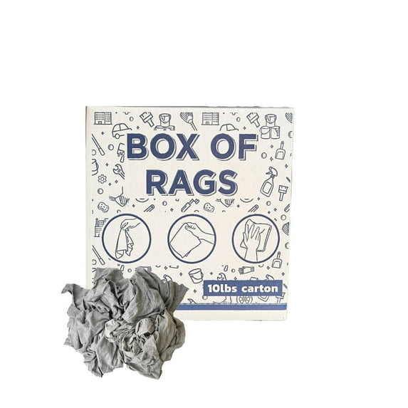 SupremePlus Color Knit T-Shirt Cleaning Rags 10 lbs Box of Rags Commercial Household Reusable Multipurpose Cotton Dust Cloths, Gray, 90 Count