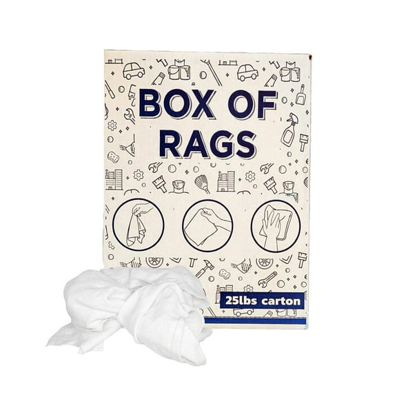 SupremePlus Sweatshirt Fleece Cleaning Rags 25 lbs Box of Rags Commercial Multi Surface Cotton Household Cleaning Cloths & Wipes, White, 100 Count