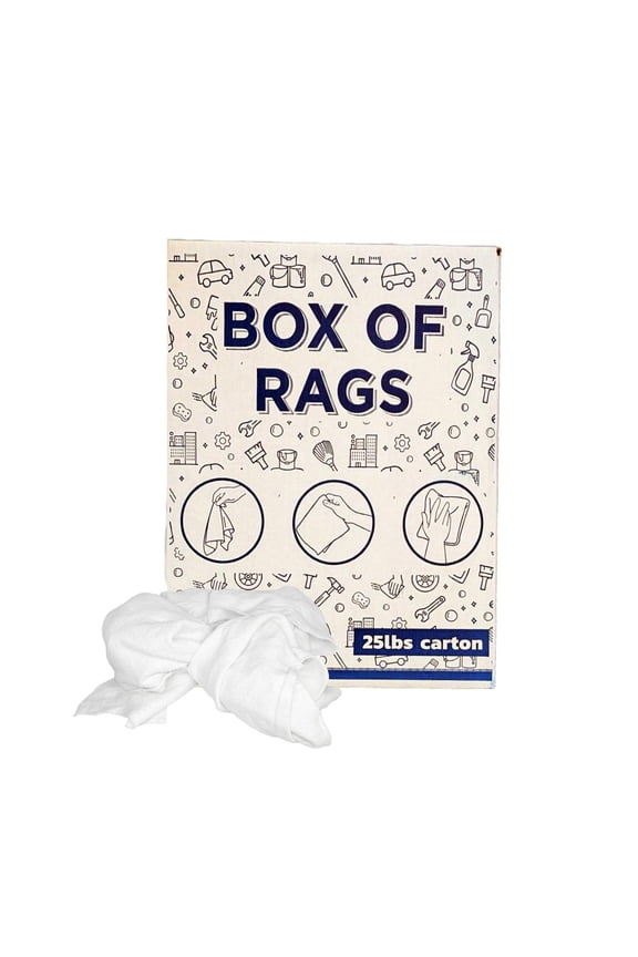 Sweatshirt Fleece Cleaning Rags 25 lbs Box of Rags Commercial Multi Surface Cotton Household Cleaning Cloths & Wipes, White, 100 Count