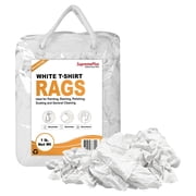 SupremePlus Knit T Shirt Rags for Cleaning 1 lb Bag of Rags Commercial Multipurpose Cotton Household Cleaning Cloths & Wipes, White, 9 Count