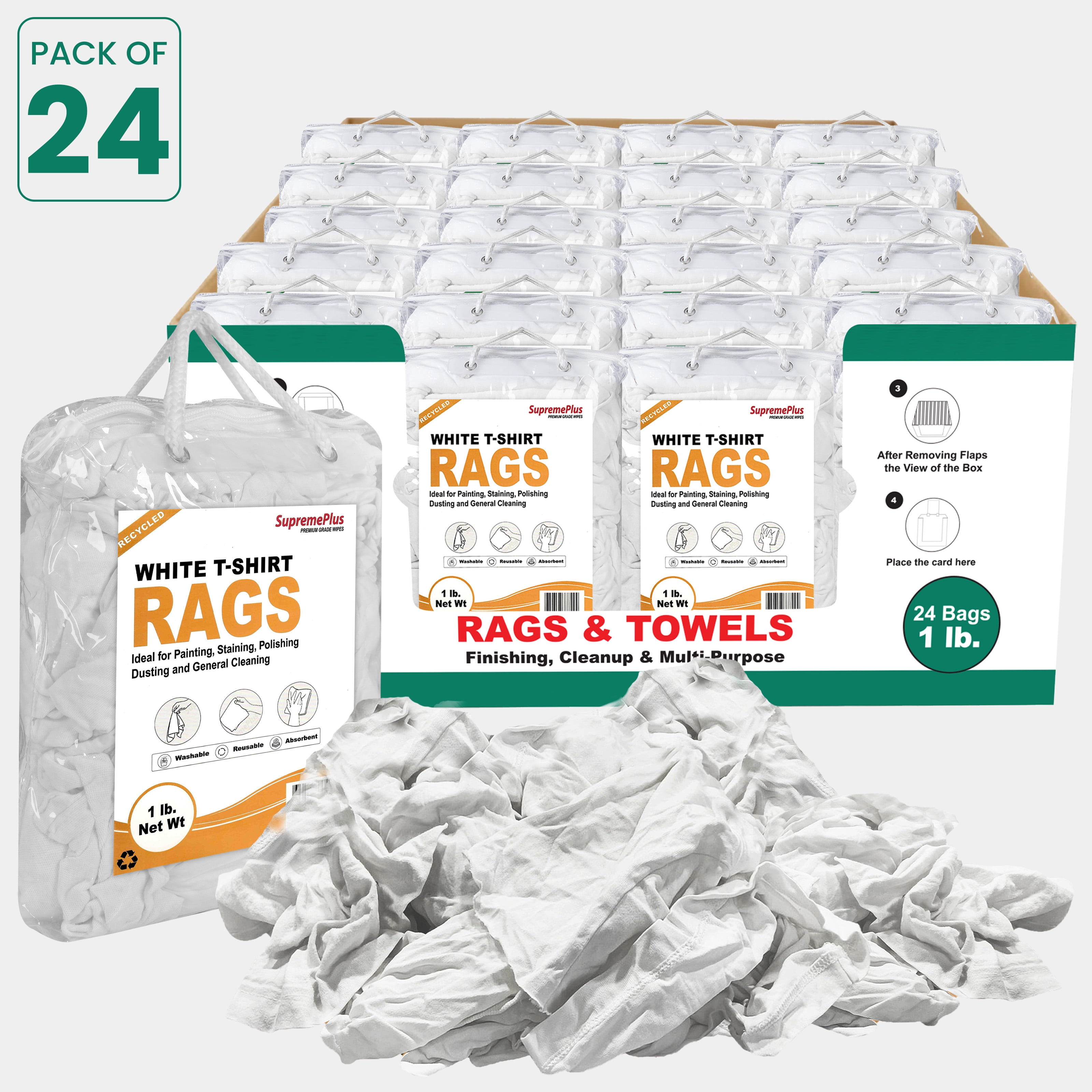Wopes Rag SupremePlus Knit T Shirt Rags for Cleaning 1 lb Bag of Rags Reusable ...