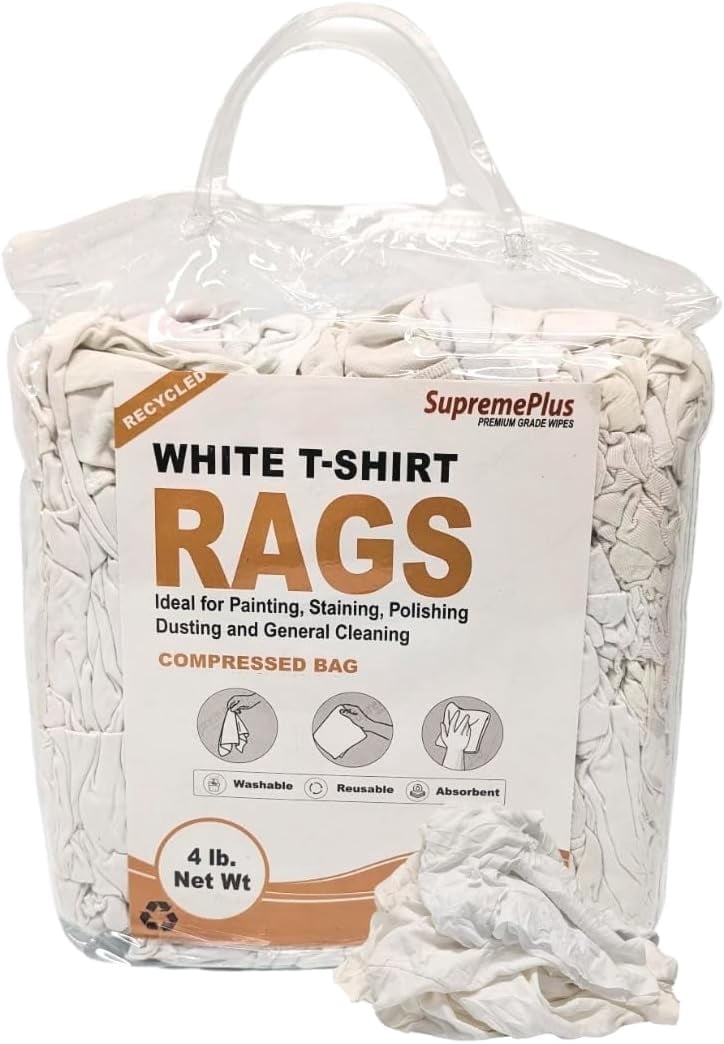 SupremePlus Recycled White Knit Cotton T-Shirt Wiping Rags ...