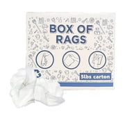 SupremePlus Sheeting Cleaning Rags 5 lbs Box of Rags Commercial Lint-Free Multipurpose Cotton Household Cleaning Cloths & Wipes, White, 45 Count