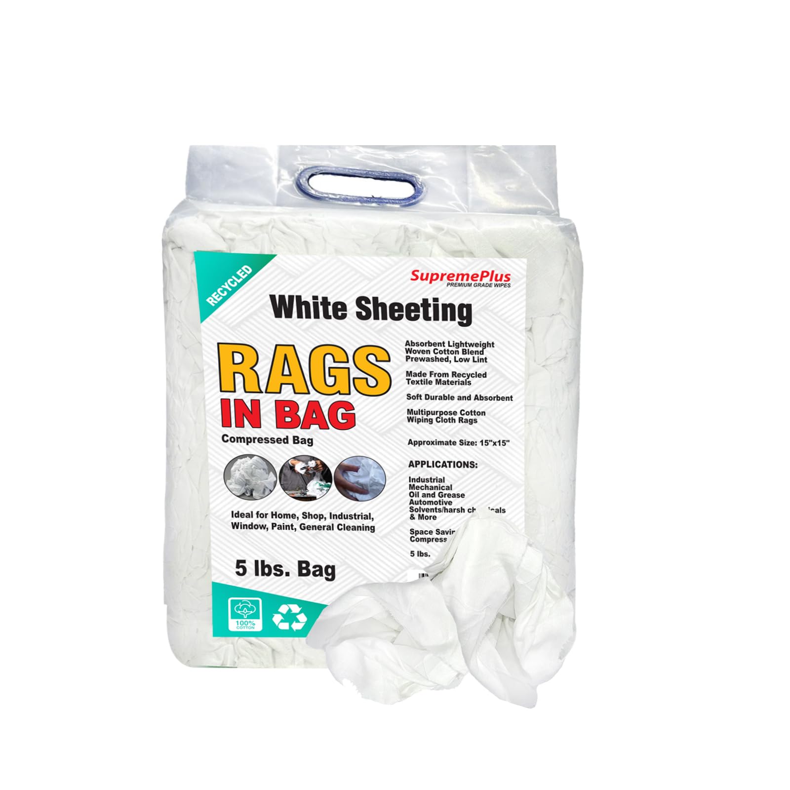 Multi Clean Rags SupremePlus Sheeting Cleaning Rags 5 lbs Bag of Rags Commercial Lint ...