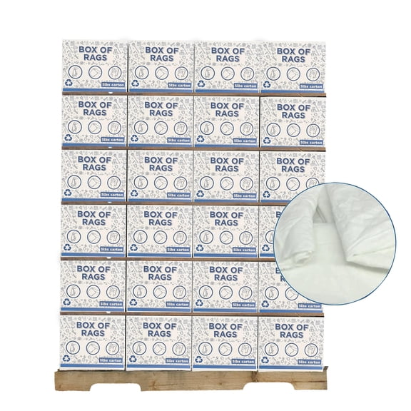 SupremePlus Sheeting Cleaning Rags 600 lbs Pallet-120x5 lbs Boxes Lint-Free Multipurpose Cotton Dust Cloths Value Pack, White, 5400 Count, 120 Pack