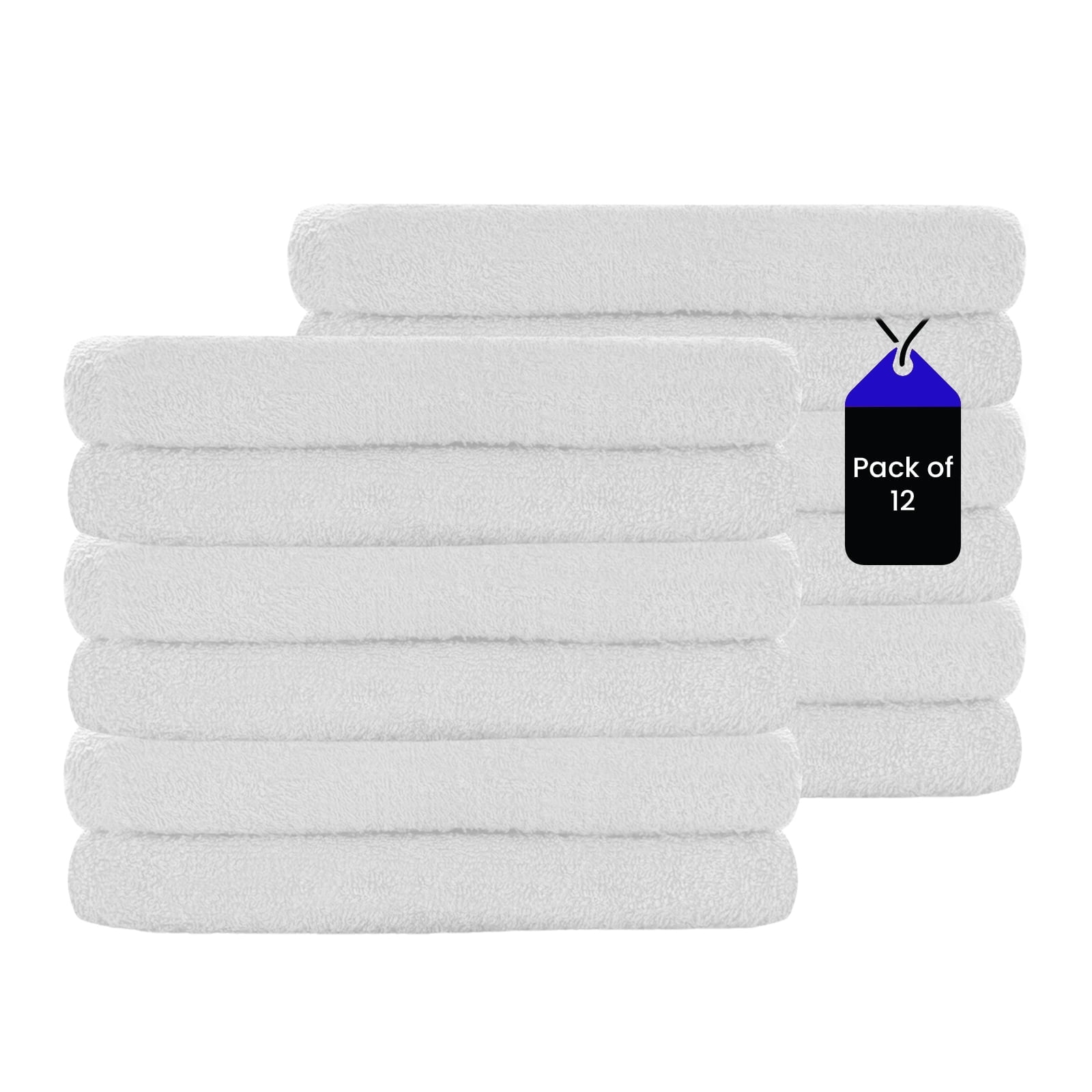 SupremePlus Soft Absorbent and Durable 16” x 27” Cotton Blend Hand Towels, White 12 Count