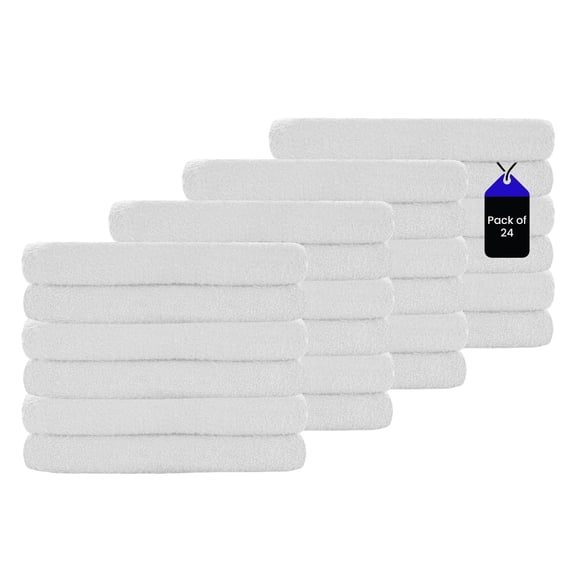 SupremePlus Soft Absorbent and Durable 16” x 27” Cotton Blend Hand Towels, White 24 Count