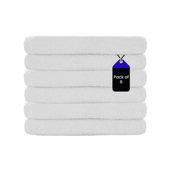 SupremePlus Soft Absorbent and Durable 16” x 27” Cotton Blend Hand Towels, White 6 Count