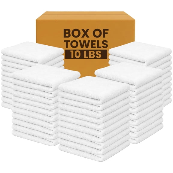 SupremePlus Terry Cleaning Rags 10 lbs Box 14" x 17" White 100% Cotton Bar Mop Towels (80 Count)